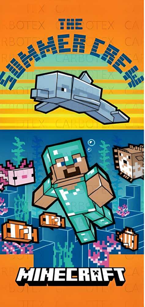 „Minecraft“ vonios rankšluostis 70 x 140 cm