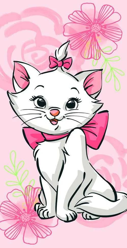 Pink Marie Cat "Rožinė flower" Vaikiškas rankšluostis, 70x140 cm