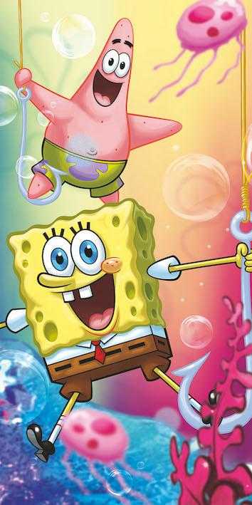 Rankšluostis Ręcznik plażowy 70x140 SpongeBob Kanciastoporty Patryk Rozgwiazda gąbka bawełniany dziecięcy 0841