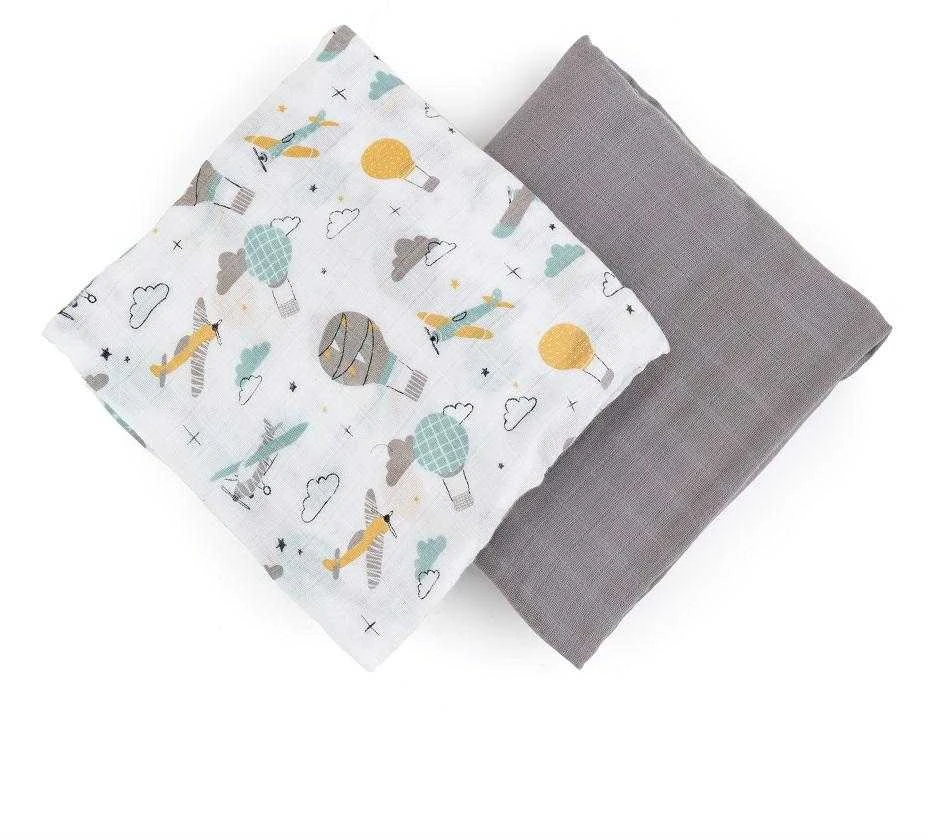 Patalynės komplektas Petite&Mars Misty - bambuko muslino vytinys, 2 rinkinys | Pilka