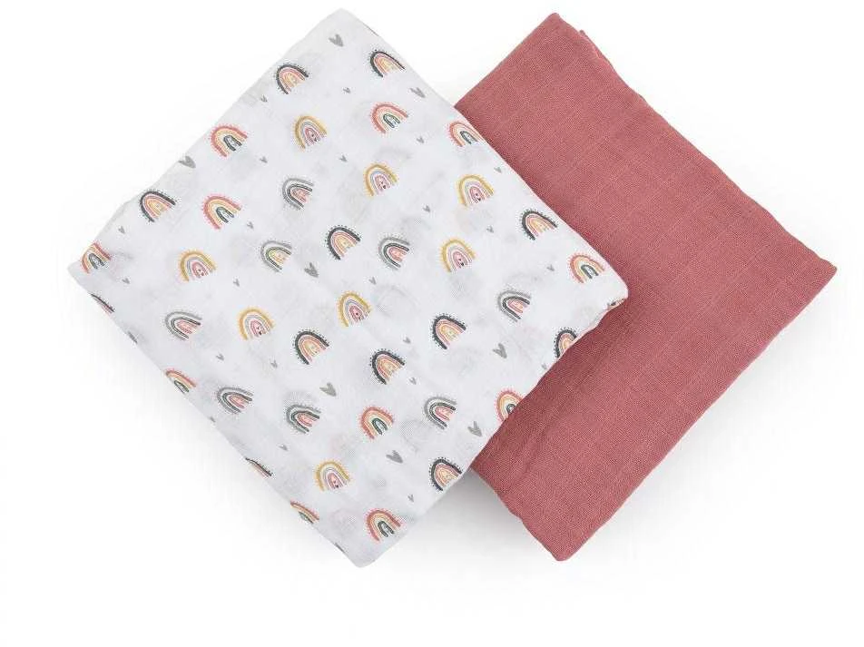 Petite&Mars Misty - bambuko muslino vytinys, 2 rinkinys | Rožė