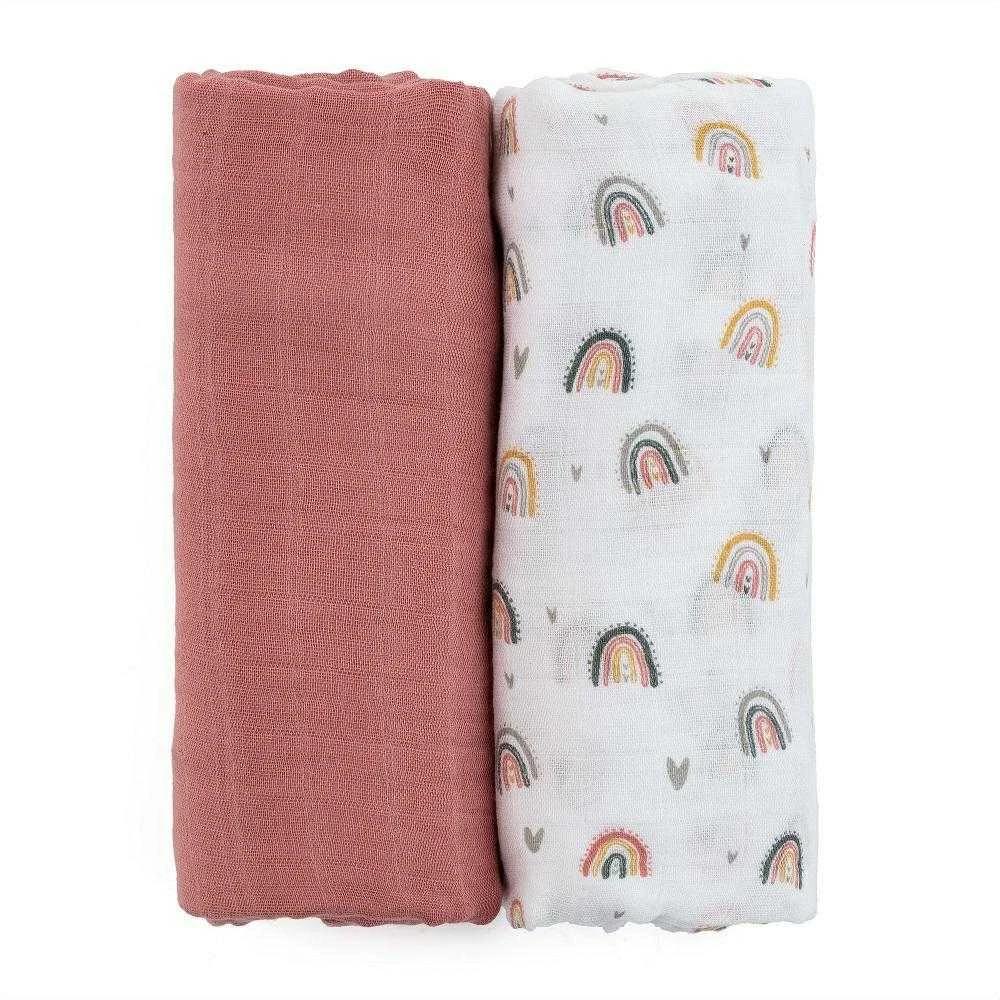 Petite&Mars Misty - bambuko muslino vytinys, 2 rinkinys | Rožė