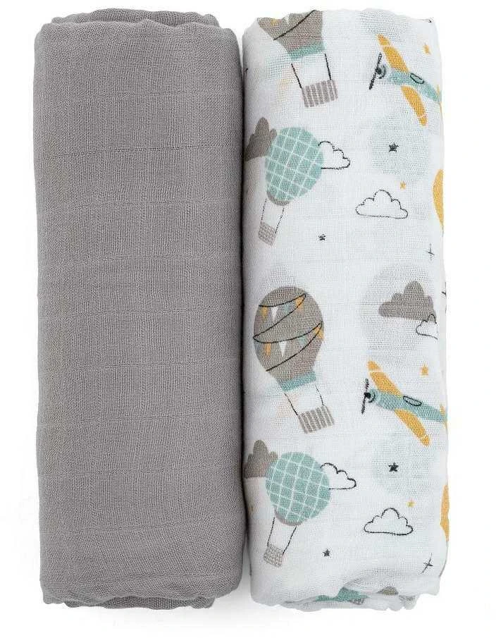 Patalynės komplektas Petite&Mars Misty - bambuko muslino vytinys, 2 rinkinys | Pilka