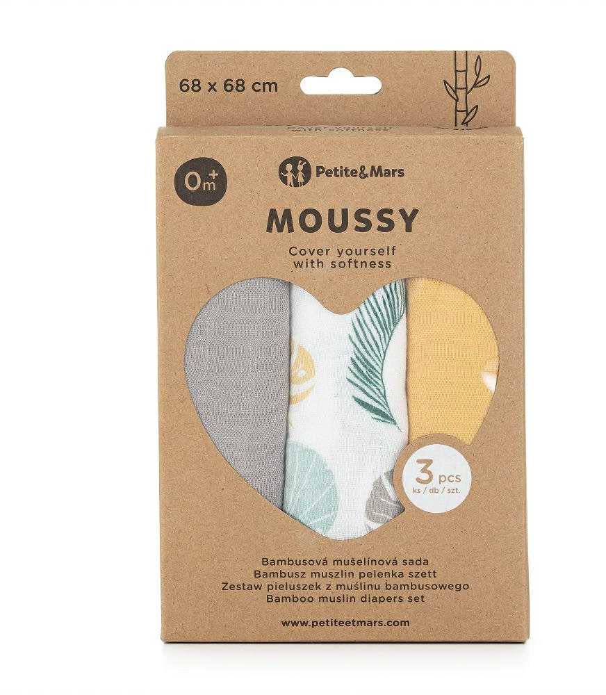 Petite&Mars Moussy - bambukinės sauskelnės, rinkinys iš 3 | Ochra