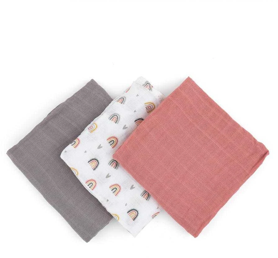 Petite&Mars Moussy - bambukinės sauskelnės, rinkinys iš 3 | Rožių vaivorykštės