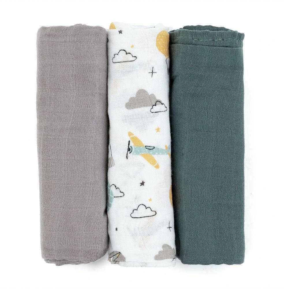 Petite&Mars Moussy - bambukinės sauskelnės, rinkinys iš 3 | Pilka
