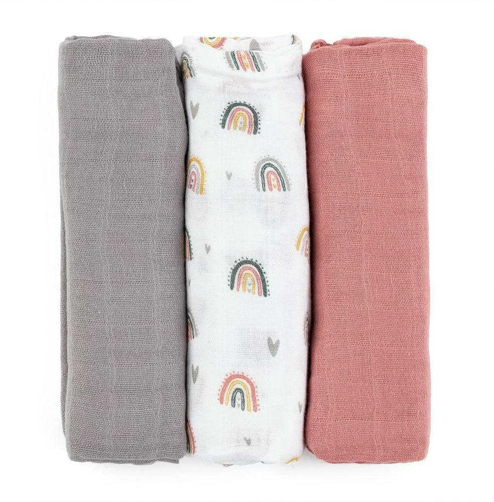 Petite&Mars Moussy - bambukinės sauskelnės, rinkinys iš 3 | Rožių vaivorykštės