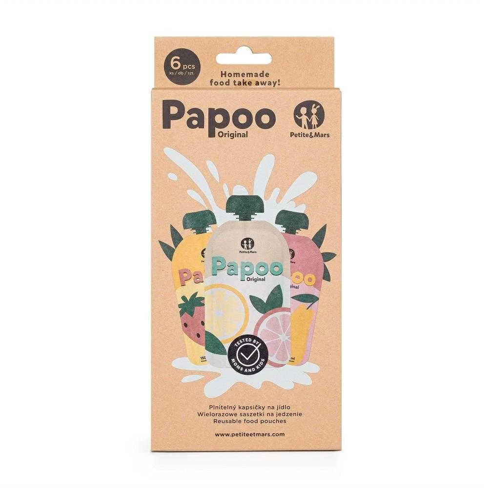 Petite&Mars Papoo Original - daugkartiniai maisto maišeliai, 6 vnt | Vaisius