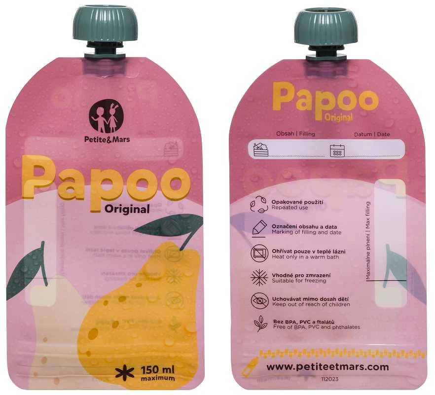 Petite&Mars Papoo Original - daugkartiniai maisto maišeliai, 6 vnt | Vaisius