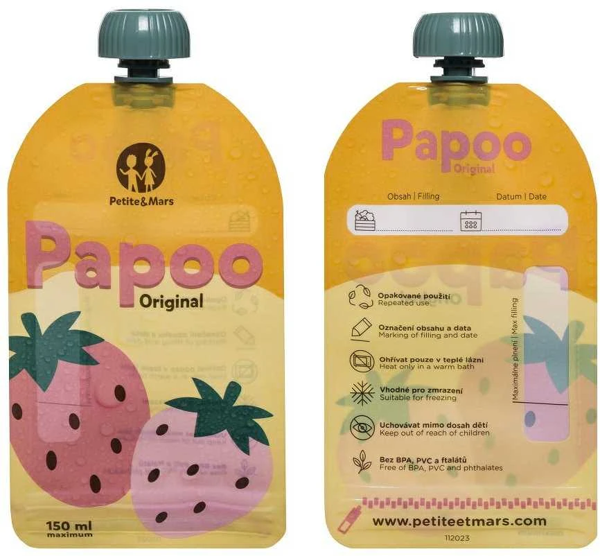 Petite&Mars Papoo Original - daugkartiniai maisto maišeliai, 6 vnt | Vaisius