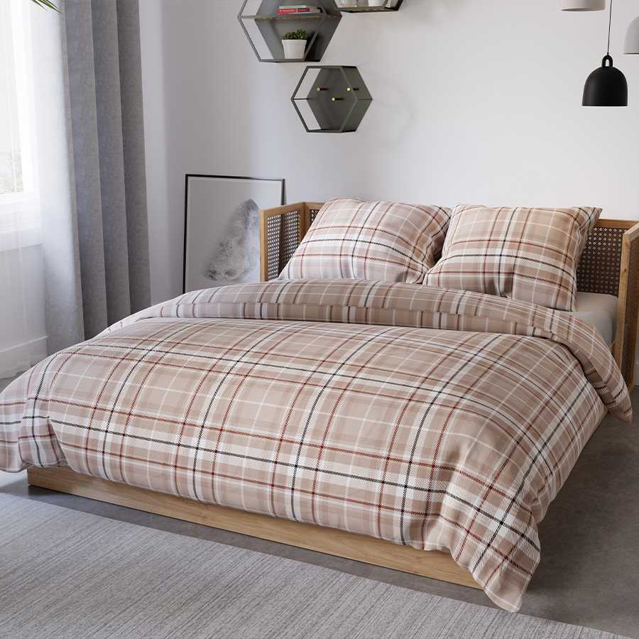 Medvilninio satino patalynės komplektas, 220x200 cm antklodės užvalkalas su dviem pagalvių užvalkalais, 115 g/m² audinio tankis, elegantiška miegamojo tekstilė, minkšta patalynė
