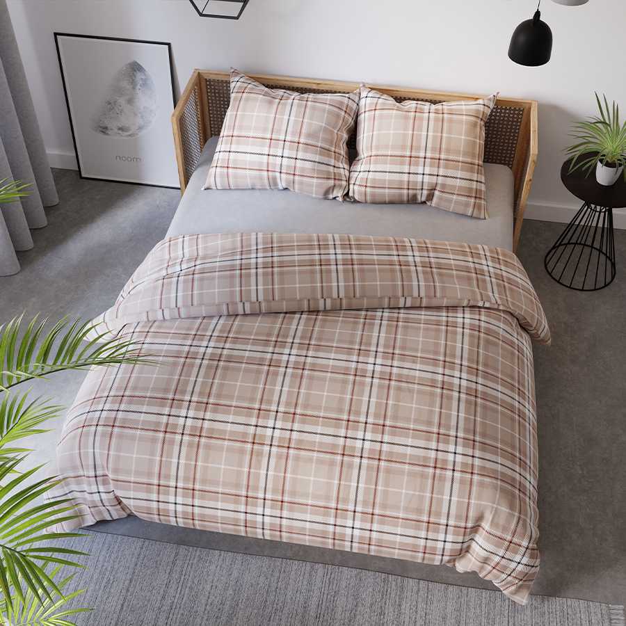 Medvilninio satino patalynės komplektas, 220x200 cm antklodės užvalkalas su dviem pagalvių užvalkalais, 115 g/m² audinio tankis, elegantiška miegamojo tekstilė, minkšta patalynė