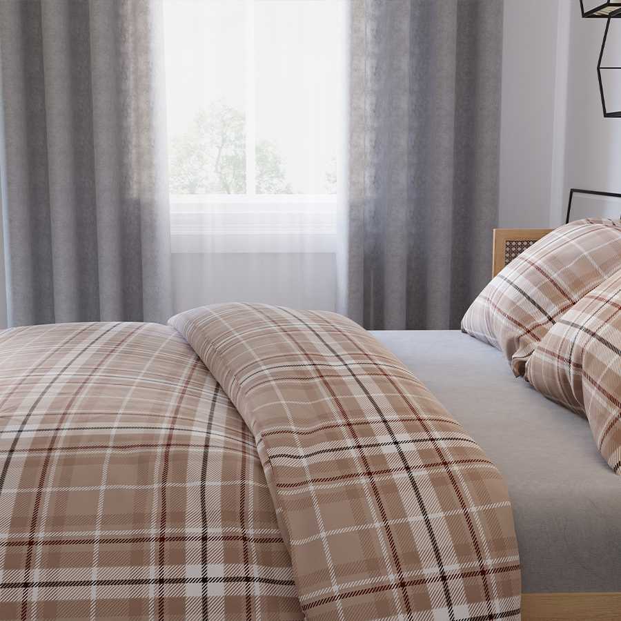 Medvilninio satino patalynės komplektas, 220x200 cm antklodės užvalkalas su dviem pagalvių užvalkalais, 115 g/m² audinio tankis, elegantiška miegamojo tekstilė, minkšta patalynė