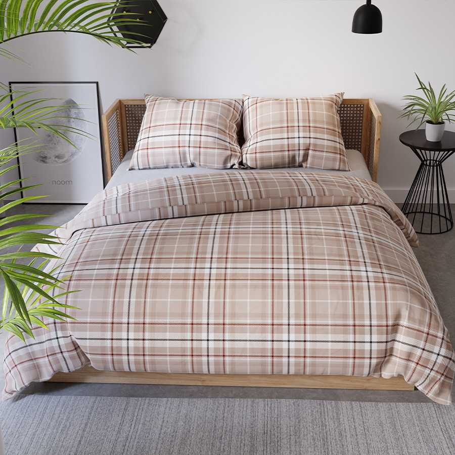 Medvilninio satino patalynės komplektas, 220x200 cm antklodės užvalkalas su dviem pagalvių užvalkalais, 115 g/m² audinio tankis, elegantiška miegamojo tekstilė, minkšta patalynė