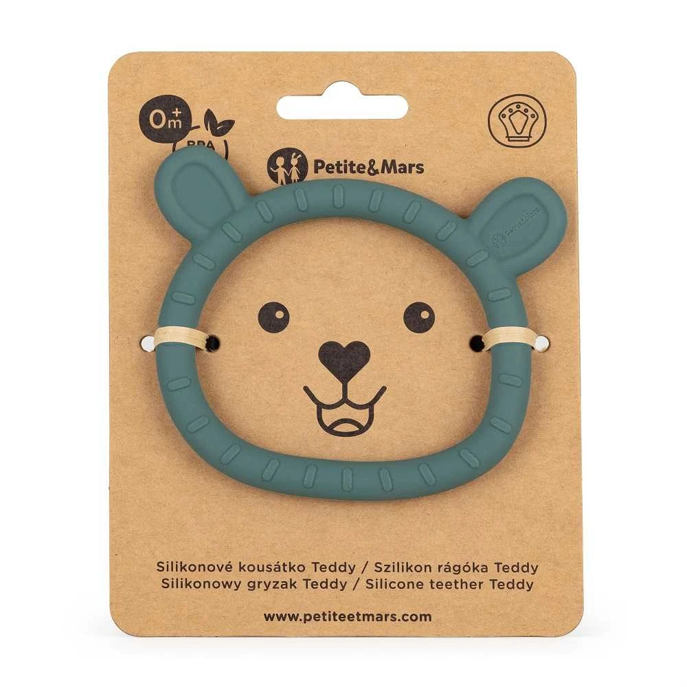 Silikoninis kramtukas Petite&Mars Teddy Misty Žalias