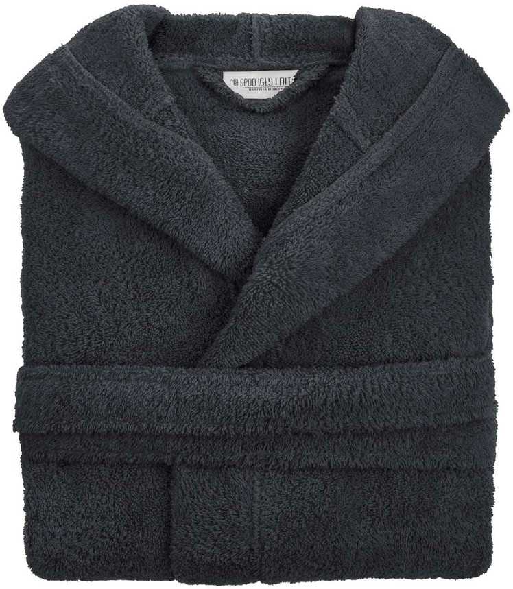 Unisex medvilninis frotinis chalatas su kapšonu, 450 g/m², iki kelių, šoninės kišenės, juosmens diržas, viešbučio stiliaus chalatas, minkštas namų drabužis
