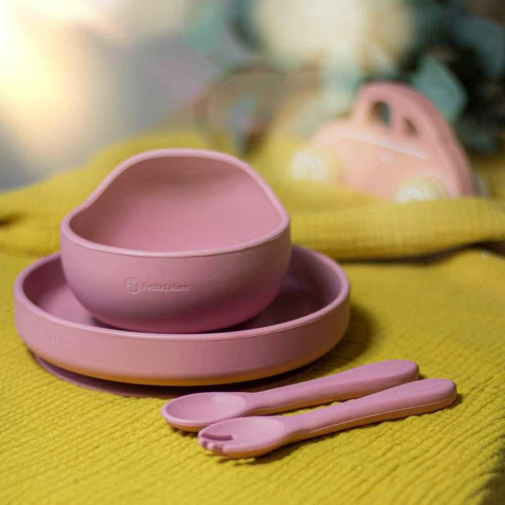 Petite&Mars Take&Match - maistiniai silikoniniai stalo įrankiai | Dulkėta rožė