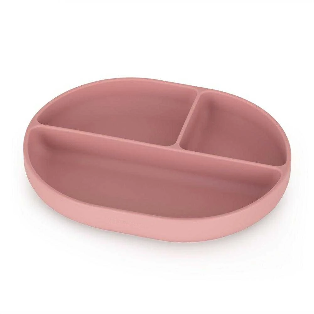 Silikoninė lėkštė su skyreliais Petite&Mars Dusty Rose, rožinė