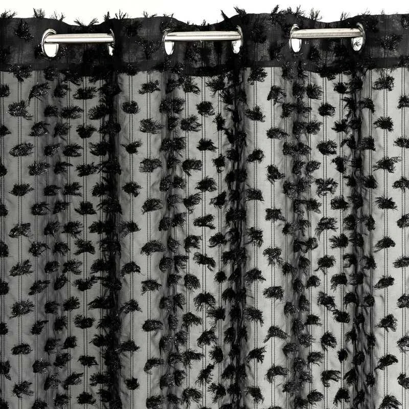 Eurofirany Užuolaida, 135x250 cm, su pomponais, paruoštos žiedinės užuolaidos, modernus langų dekoras, elegantiškas kambario interjeras