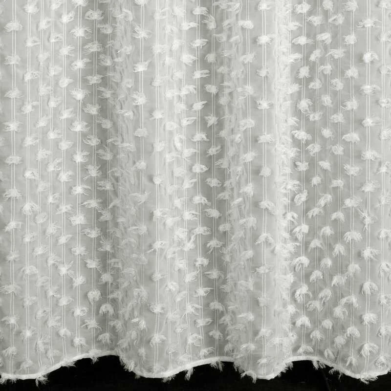 Eurofirany Kreminė užuolaida su pomponais, paruošta užuolaida su žiedais, 135x250 cm langų dekoracija, dekoratyvinės kreminės užuolaidos svetainei, miegamojo užuolaida