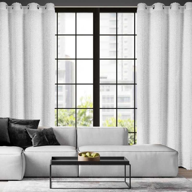 Eurofirany Balta Tiffany užuolaida, 135x250 cm, dekoruota moherio siūlais, su žiedais, poliesterio langų uždangalas, elegantiškas namų dekoras, dieninė užuolaida svetainei