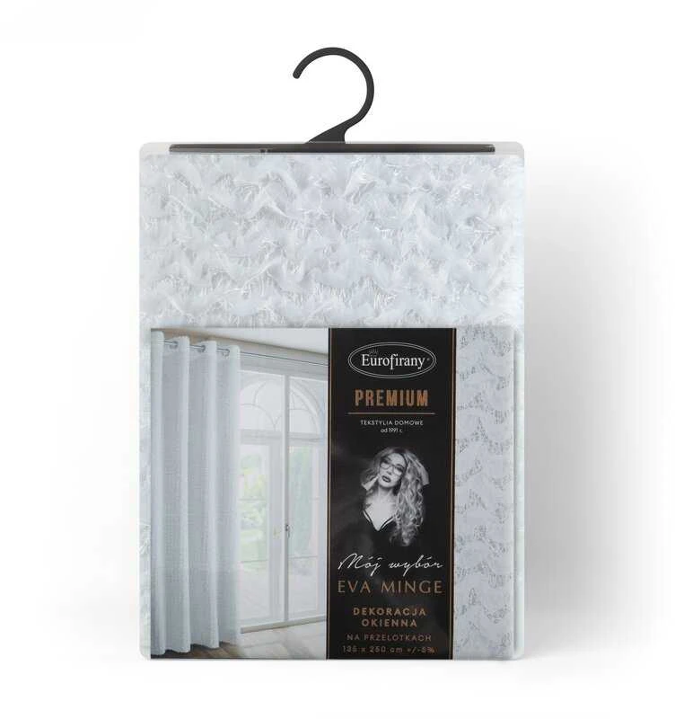 Eurofirany Balta Tiffany užuolaida, 135x250 cm, dekoruota moherio siūlais, su žiedais, poliesterio langų uždangalas, elegantiškas namų dekoras, dieninė užuolaida svetainei