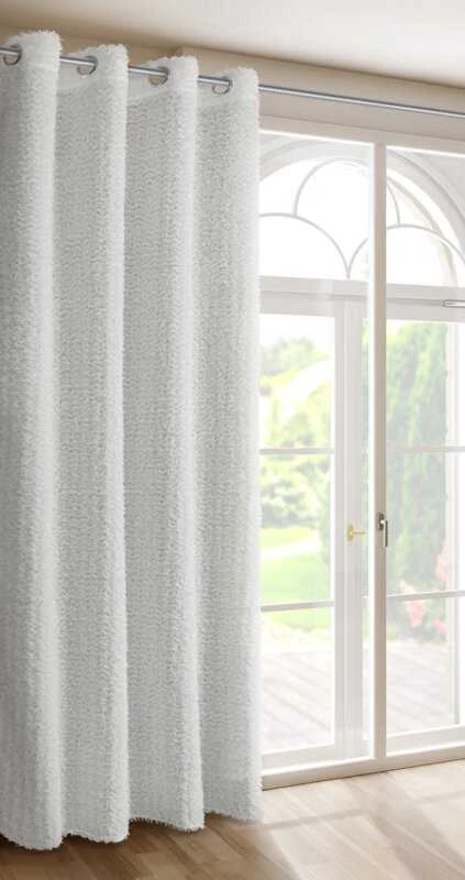 Eurofirany Balta Tiffany užuolaida, 135x250 cm, dekoruota moherio siūlais, su žiedais, poliesterio langų uždangalas, elegantiškas namų dekoras, dieninė užuolaida svetainei