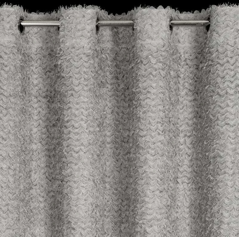 Eurofirany Sidabrinė užuolaida 135x250 cm, su moherio siūlų detalėmis ir metalinėmis kilpomis, moderni poliesterio langų uždanga, stilingas namų dekoras