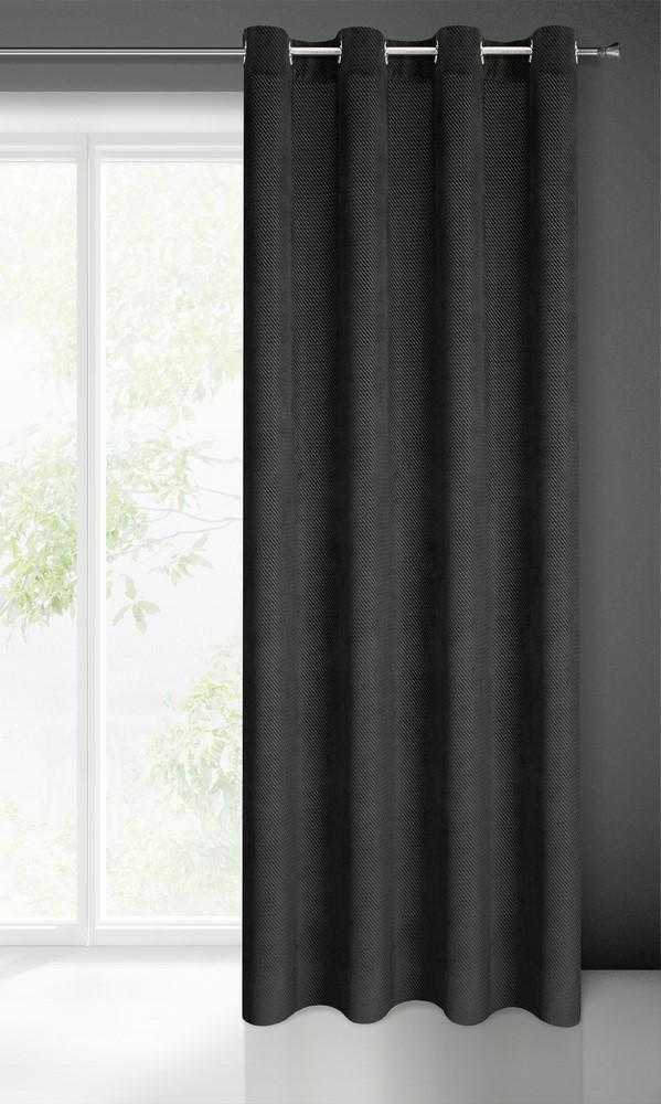 Eurofirany ELIZA Minkšto aksomo naktinė užuolaida su smulkiu raštu, 140X250 cm, kilpos / žiedai, spalva: juoda