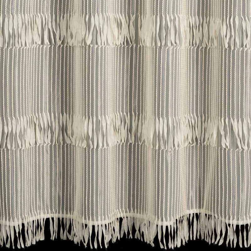 Eurofirany Sotera smėlio spalvos dryžuota užuolaida su kutais, 140x250 cm, kilpinė lango užuolaida svetainės ir miegamojo dekorui, moderni namų tekstilė