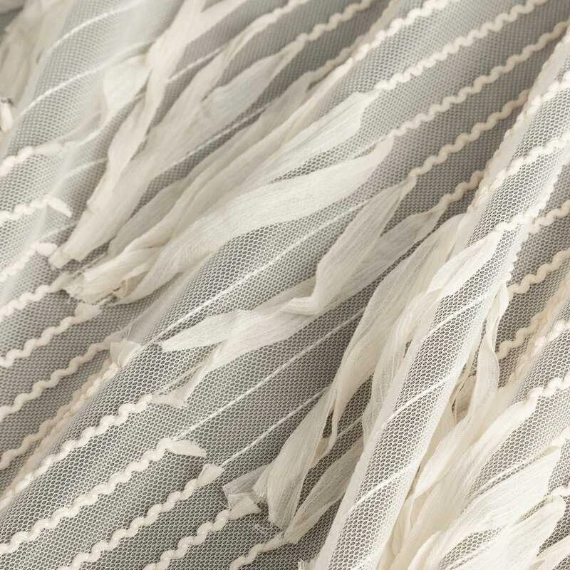 Eurofirany Sotera smėlio spalvos dryžuota užuolaida su kutais, 140x250 cm, kilpinė lango užuolaida svetainės ir miegamojo dekorui, moderni namų tekstilė