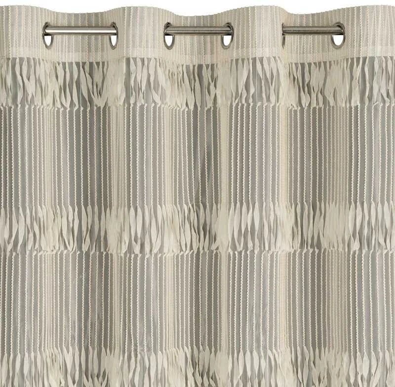 Eurofirany Sotera smėlio spalvos dryžuota užuolaida su kutais, 140x250 cm, kilpinė lango užuolaida svetainės ir miegamojo dekorui, moderni namų tekstilė