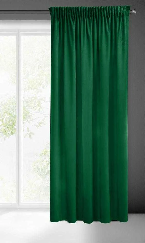 Eurofirany PIERRE CARDIN SIBEL Naktinė užuolaida iš minkšto aksomo, 260 g/m2, 140X270 cm, juosta / tunelis / kabliukai, spalva: žalia