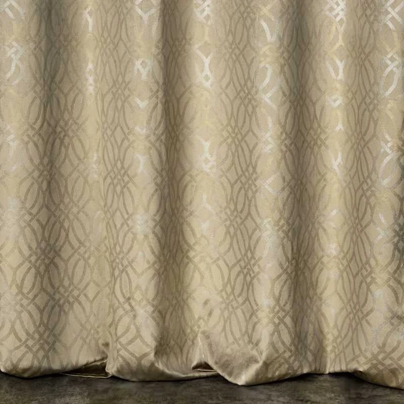 Eurofirany minkšto aksomo užuolaida ARETA su boho stiliaus raštu / 200 g/m2 / 140x250 / smėlio spalvos