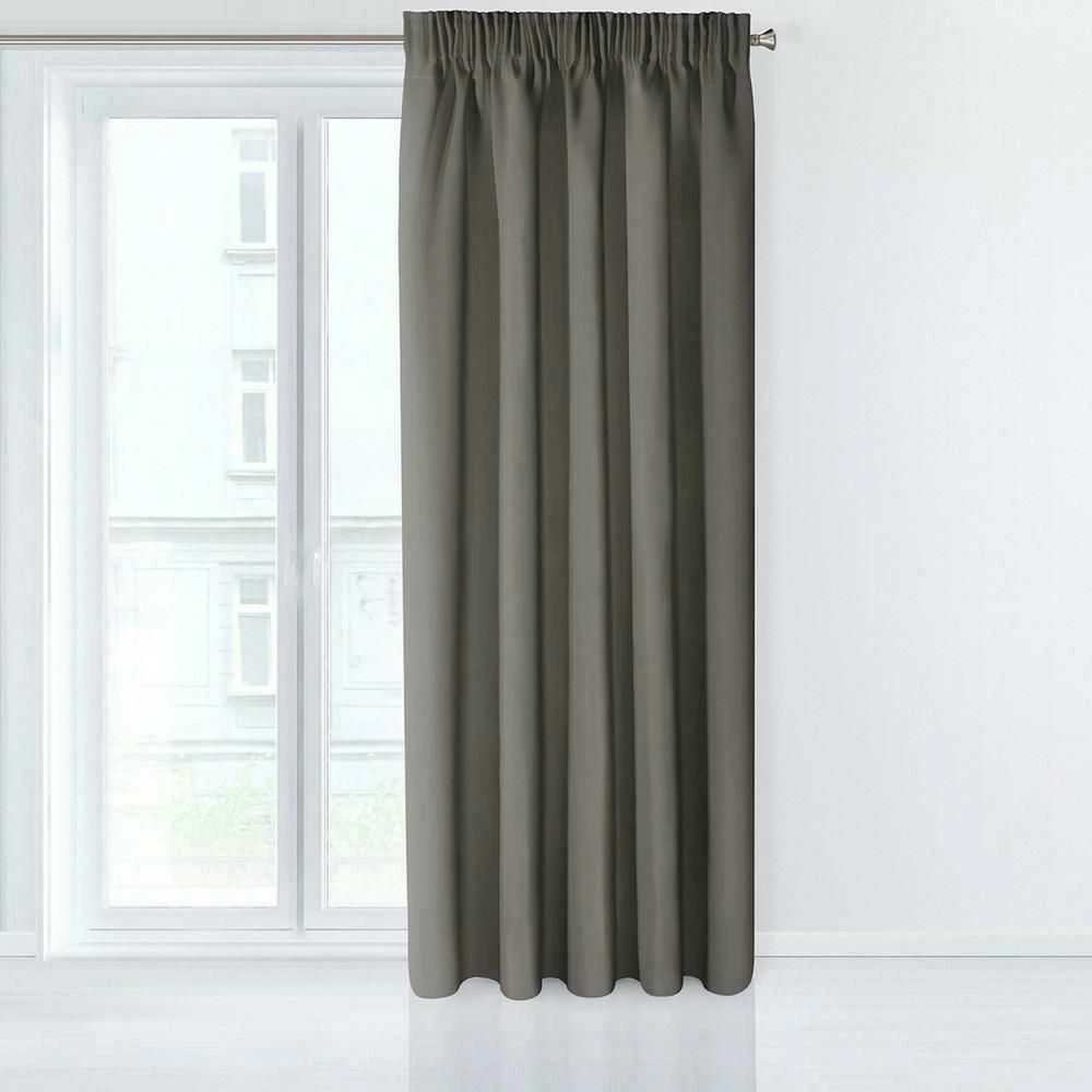 Eurofirany DESIGN 91 Naktinė užuolaida iš lygaus užtemdančio audinio PARISA, 135X270 cm, juosta / tunelis / kabliukai, spalva: tamsiai pilka