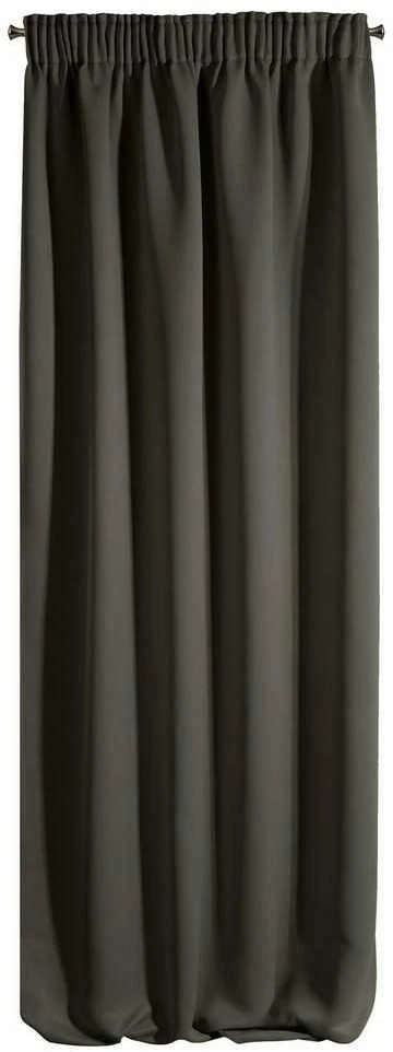 Eurofirany DESIGN 91 Naktinė užuolaida iš lygaus užtemdančio audinio PARISA, 135X270 cm, juosta / tunelis / kabliukai, spalva: tamsiai pilka