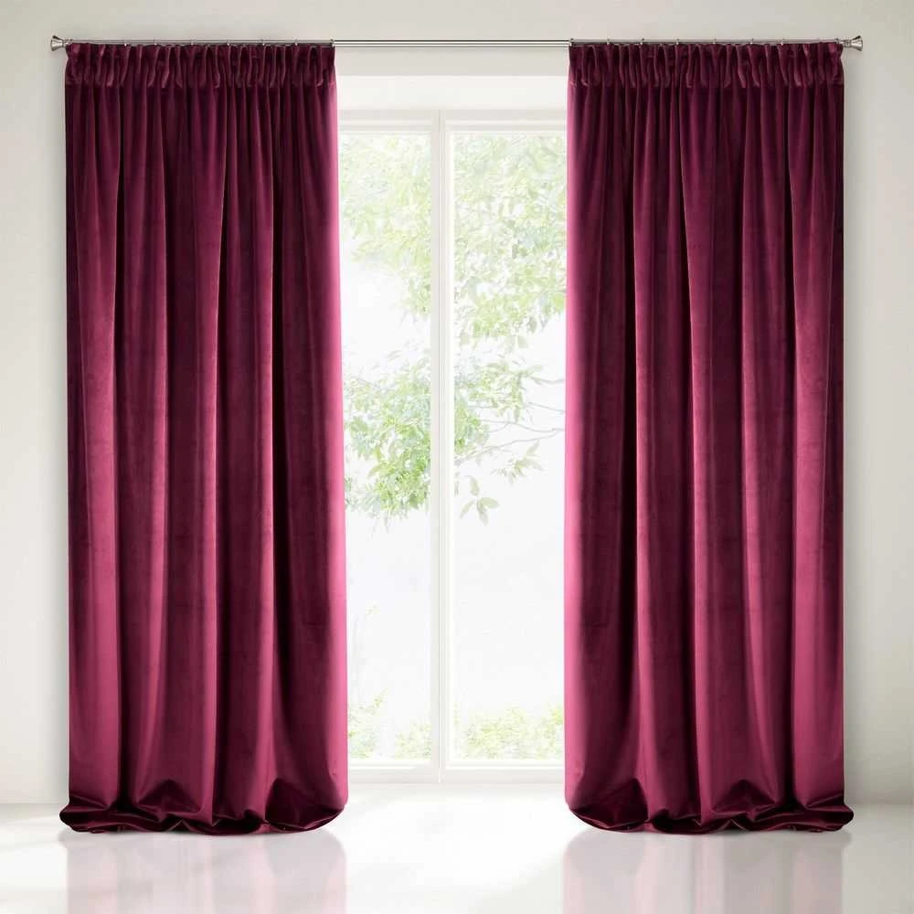 Naktinė užuolaida iš minkšto aksomo Eurofirany DIVA LINE RIA 140X270 cm, juosta/ tunelis/ kabliukai, 300 g/m2, spalva: bordo