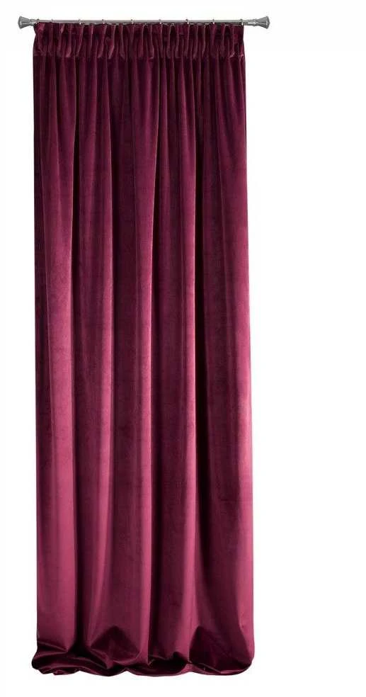 Naktinė užuolaida iš minkšto aksomo Eurofirany DIVA LINE RIA 140X270 cm, juosta/ tunelis/ kabliukai, 300 g/m2, spalva: bordo