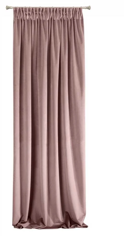 Naktinė užuolaida iš minkšto aksomo Eurofirany DIVA LINE RIA 140X270 cm, juosta/ tunelis/ kabliukai, 300 g/m2, spalva: tamsiai rožinė