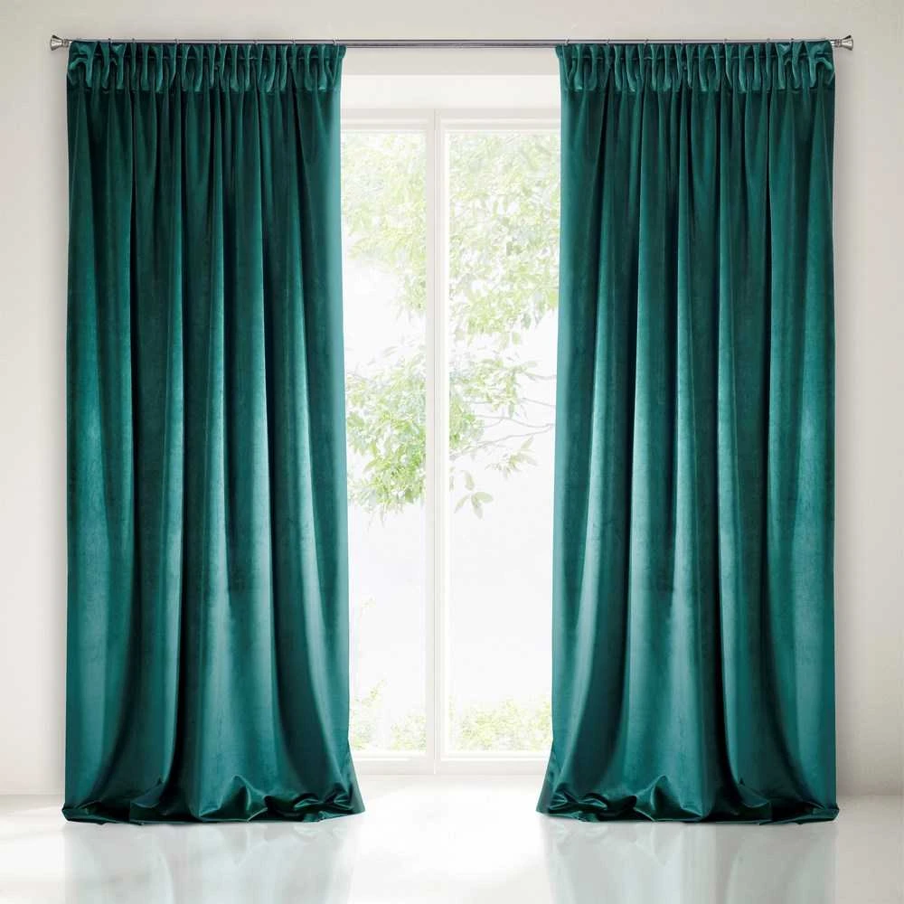 Naktinė užuolaida iš minkšto aksomo Eurofirany DIVA LINE RIA 140X270 cm, juosta/ tunelis/ kabliukai, 300 g/m2, spalva: tamsi turkio