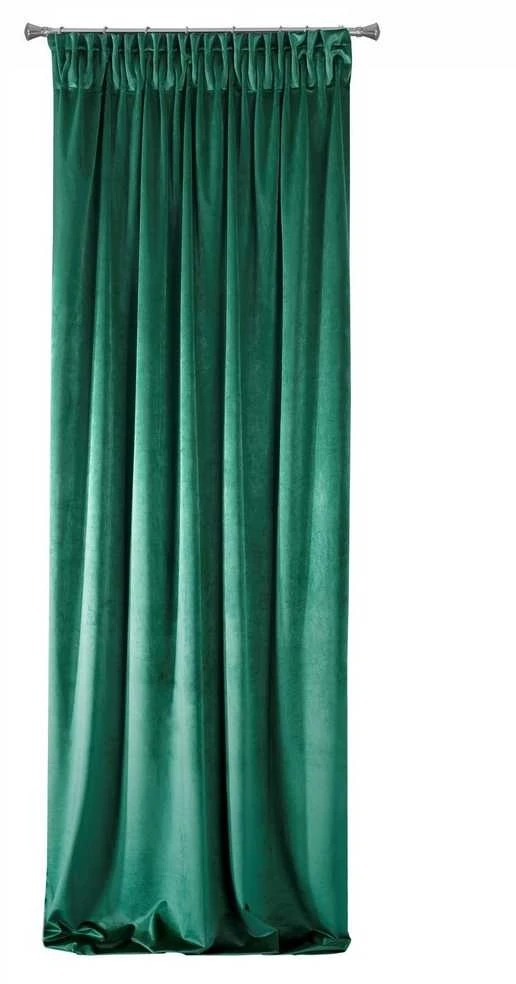 Naktinė užuolaida iš minkšto aksomo Eurofirany DIVA LINE RIA 140X270 cm, juosta/ tunelis/ kabliukai, 300 g/m2, spalva: tamsiai žalia