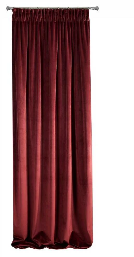 Naktinė užuolaida iš minkšto aksomo Eurofirany DIVA LINE RIA 140X270 cm, juosta/ tunelis/ kabliukai, 300 g/m2, spalva: tamsiai bordo