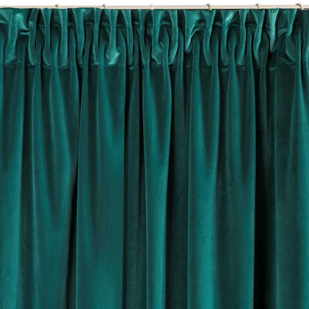 Naktinė užuolaida iš minkšto aksomo Eurofirany DIVA LINE RIA 140X270 cm, juosta/ tunelis/ kabliukai, 300 g/m2, spalva: tamsi turkio