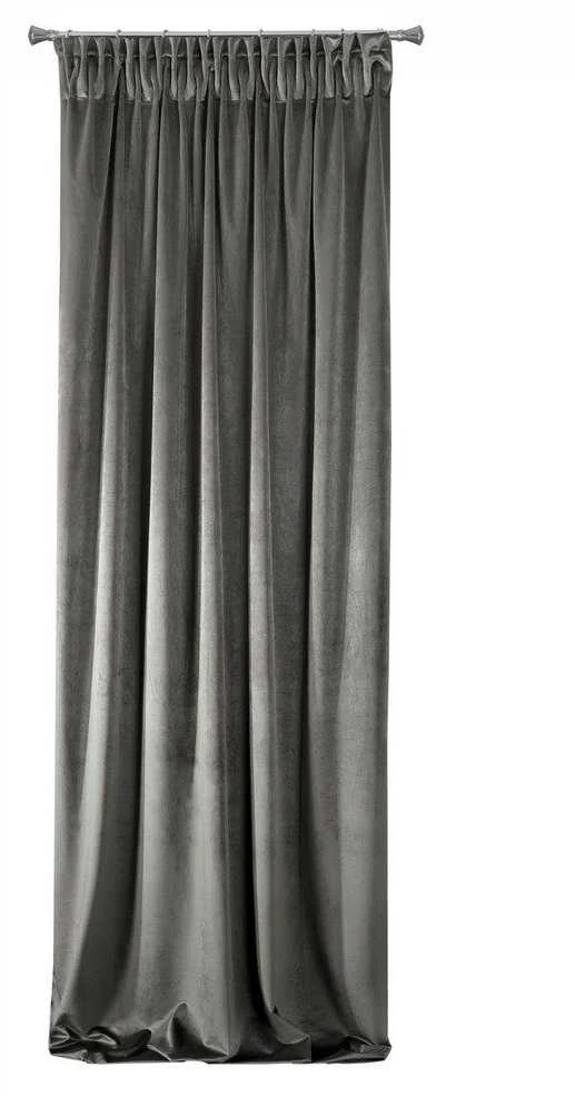Naktinė užuolaida iš minkšto aksomo Eurofirany DIVA LINE RIA 140X270 cm, juosta/ tunelis/ kabliukai, 300 g/m2, spalva: grafitas