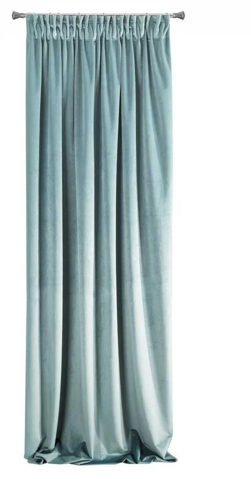 Naktinė užuolaida iš minkšto aksomo Eurofirany DIVA LINE RIA 140X270 cm, juosta/ tunelis/ kabliukai, 300 g/m2, spalva: žydra