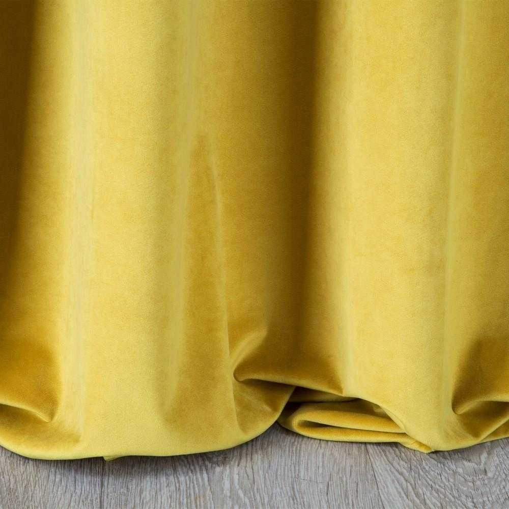 Naktinė užuolaida iš minkšto aksomo Eurofirany DIVA LINE RIA 140X270 cm, juosta/ tunelis/ kabliukai, 300 g/m2, spalva: garstyčių