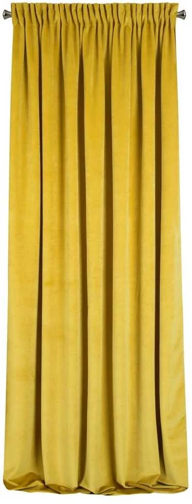 Naktinė užuolaida iš minkšto aksomo Eurofirany DIVA LINE RIA 140X270 cm, juosta/ tunelis/ kabliukai, 300 g/m2, spalva: garstyčių