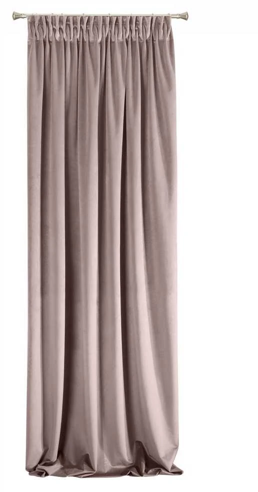 Naktinė užuolaida iš minkšto aksomo Eurofirany DIVA LINE RIA 140X270 cm, juosta/ tunelis/ kabliukai, 300 g/m2, spalva: pudrinė