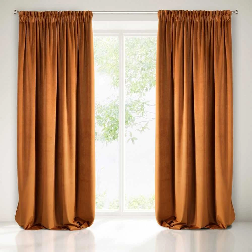 Naktinė užuolaida iš minkšto aksomo Eurofirany DIVA LINE RIA 140X270 cm, juosta/ tunelis/ kabliukai, 300 g/m2, spalva: ruda