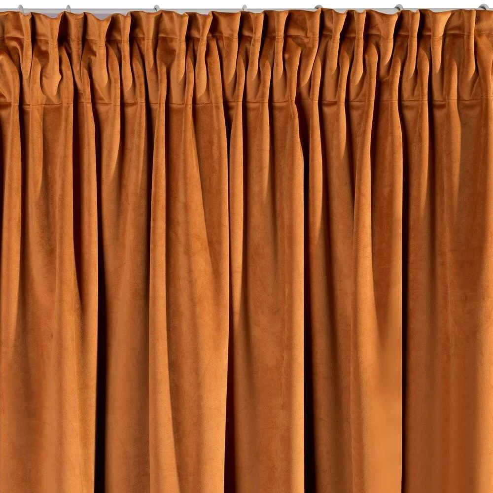 Naktinė užuolaida iš minkšto aksomo Eurofirany DIVA LINE RIA 140X270 cm, juosta/ tunelis/ kabliukai, 300 g/m2, spalva: ruda